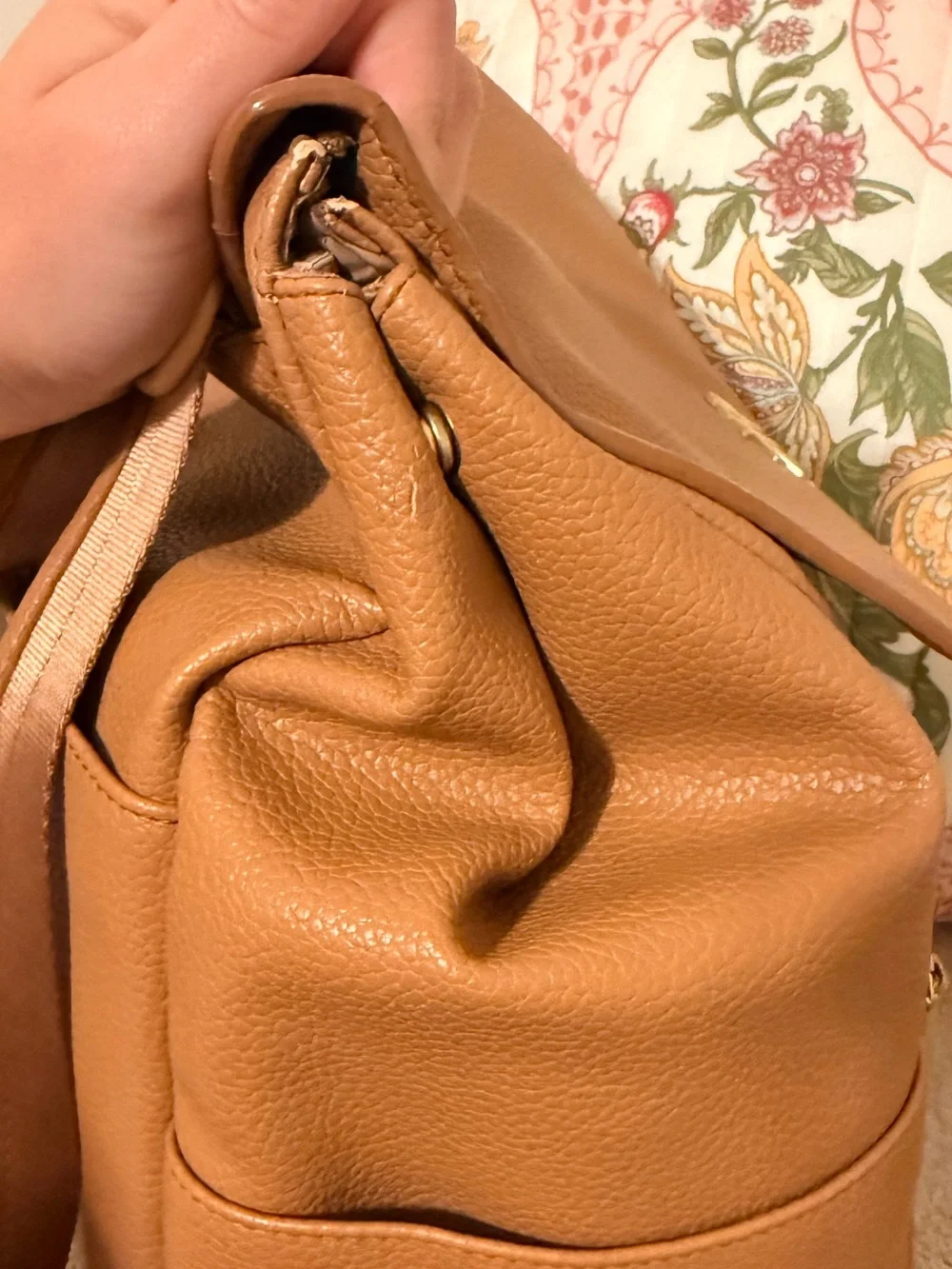 Freshly Picked Tan Leather Backpack Diaper Bag Tote